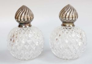 A Pair of Victorian Silver-Mounted Cut-Glass Scent-Bottles, by John Grinsell and Sons, Birmingham,