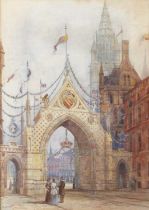 A Darbyshire (19th/20 Century) "Victoria Arch, Manchester" Signed and dated 1894, watercolour.,