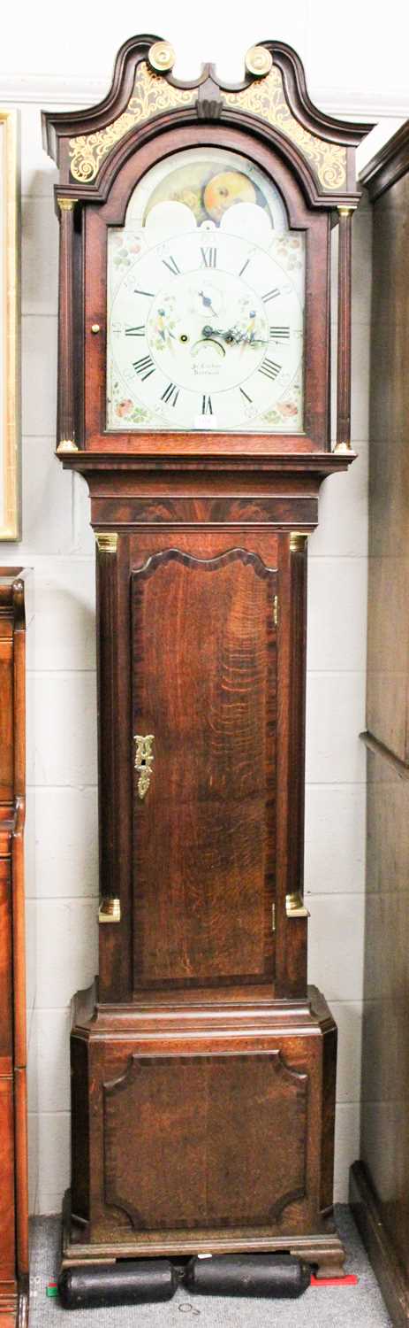 An Oak Eight Day Longcase Clock, signed Jno Kitchen, Nantwich, circa 1790, swan neck pediment,