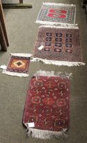 Afghan Beshir Mat, the crimson lattice field of apple blossom enclosed by narrow borders, 63cm by