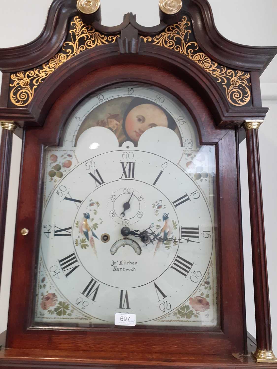 An Oak Eight Day Longcase Clock, signed Jno Kitchen, Nantwich, circa 1790, swan neck pediment, - Image 3 of 13
