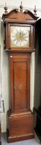 A 19th Century Inlaid Oak Longcase Clock, the 12 inch dial with silvered chapter ring and eight