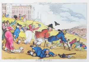 After Thomas Rowlandson (1756-1827) "Bath Races" "Medical Dispatch" Coloured prints, together with a