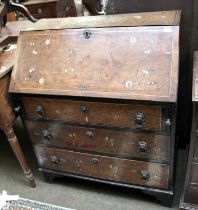 A Late 19th Century Continental Bureau, later inlaid, 76cm by 44cm by 90cm Provenance: Dutton Manor,