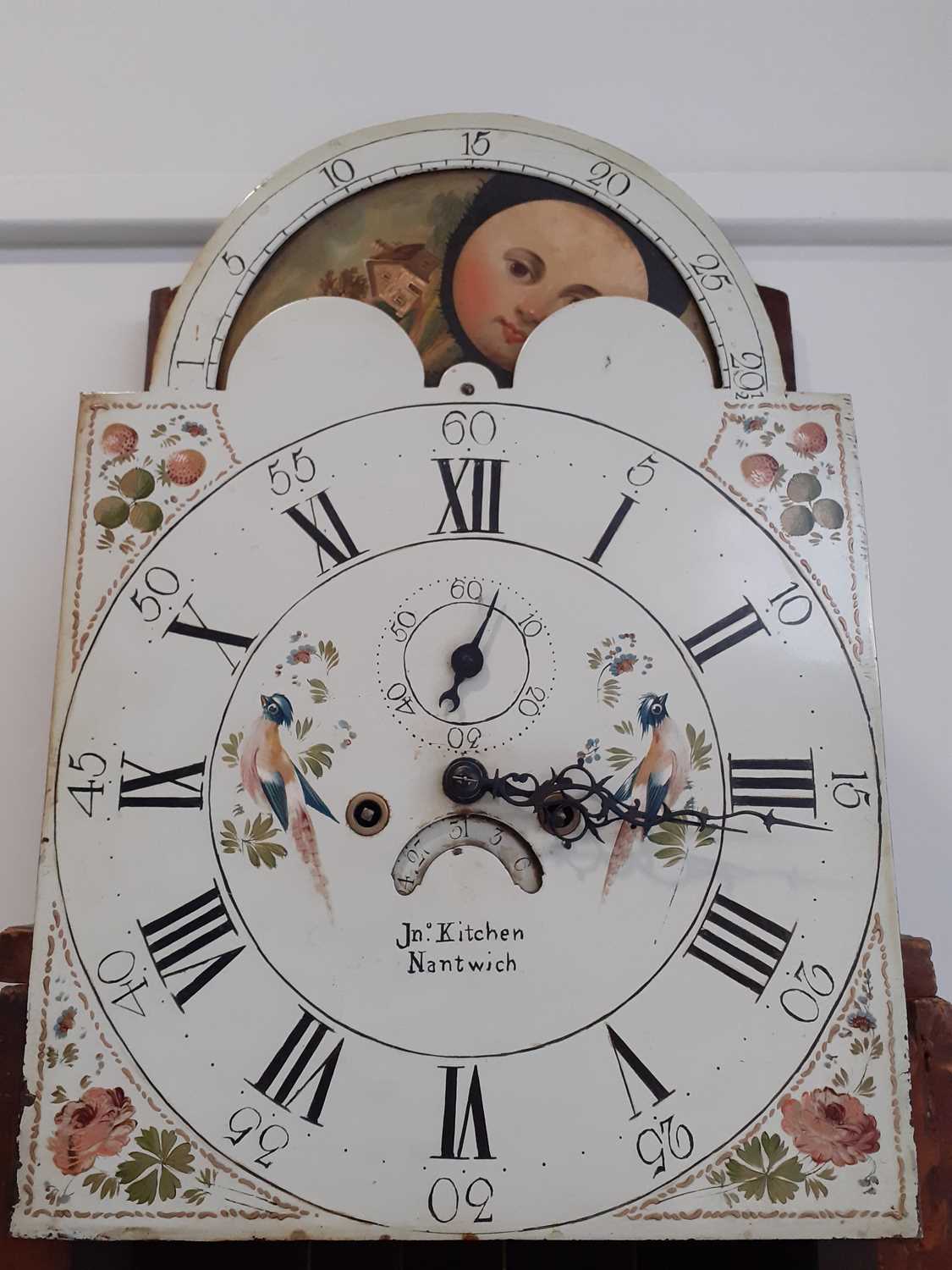 An Oak Eight Day Longcase Clock, signed Jno Kitchen, Nantwich, circa 1790, swan neck pediment, - Image 4 of 13