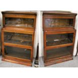 A Near Pair of Early 20th Century Mahogany Sectional Bookcases, each three tier, 87cm by 45cm by