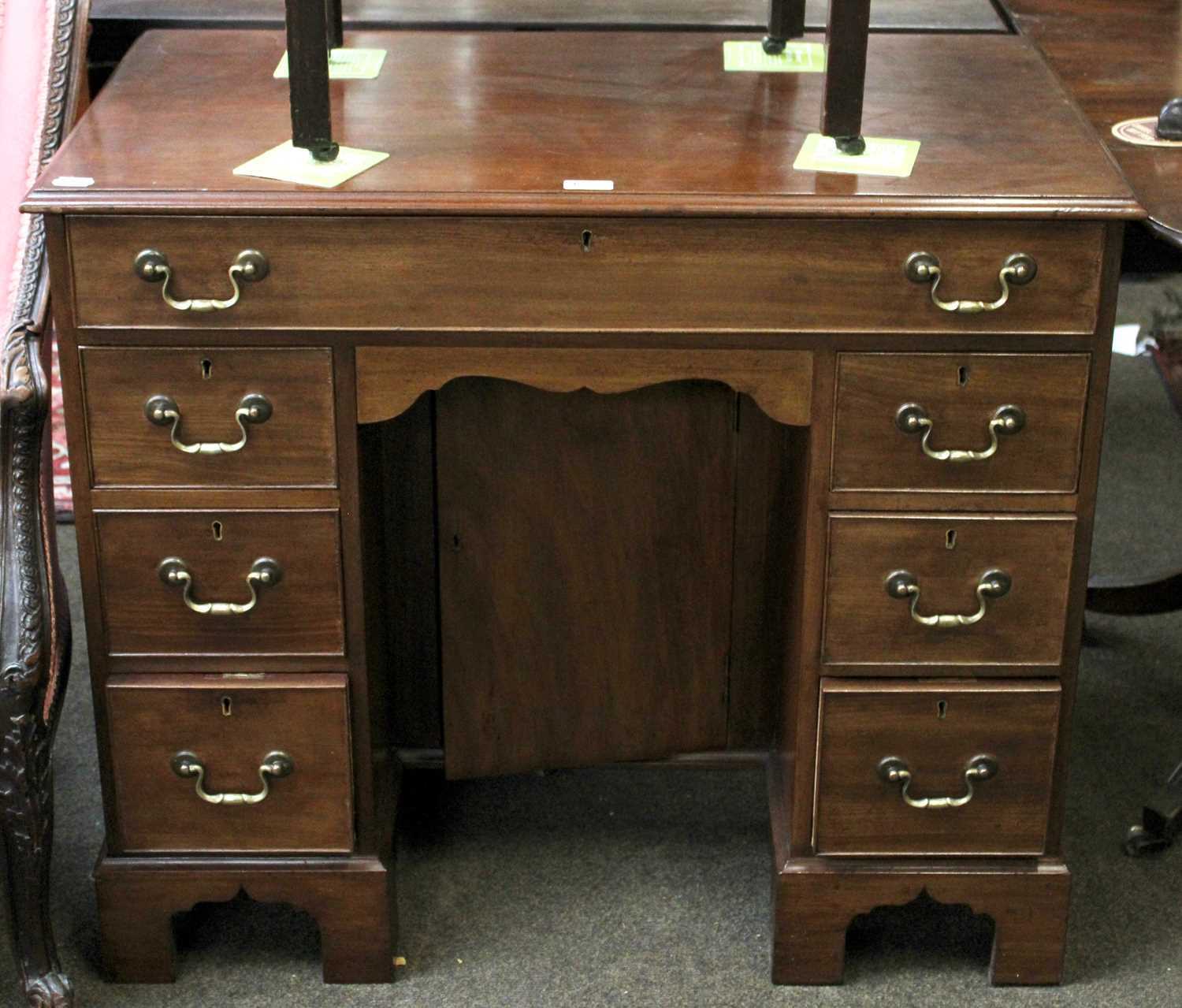 A George III Style Mahogany Kneehole Desk, 88cm by 50cm by 75cm