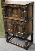 A Small Reproduction Oak Court Cupboard, in Titchmarsh & Goodwin style, 68cm by 36cm by 105cm
