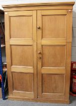 A Large Pine Kitchen Cupboard, 140cm by 59cm by 203cm