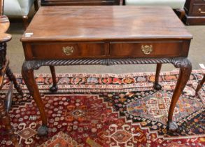 A Georgian Style Two Drawer Side Table, with ball and claw feet, 94cm by 54cm by 72cm