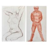 Byron Howard (b.1935) Study of a nude male Signed, red pastel, together with a a study of female