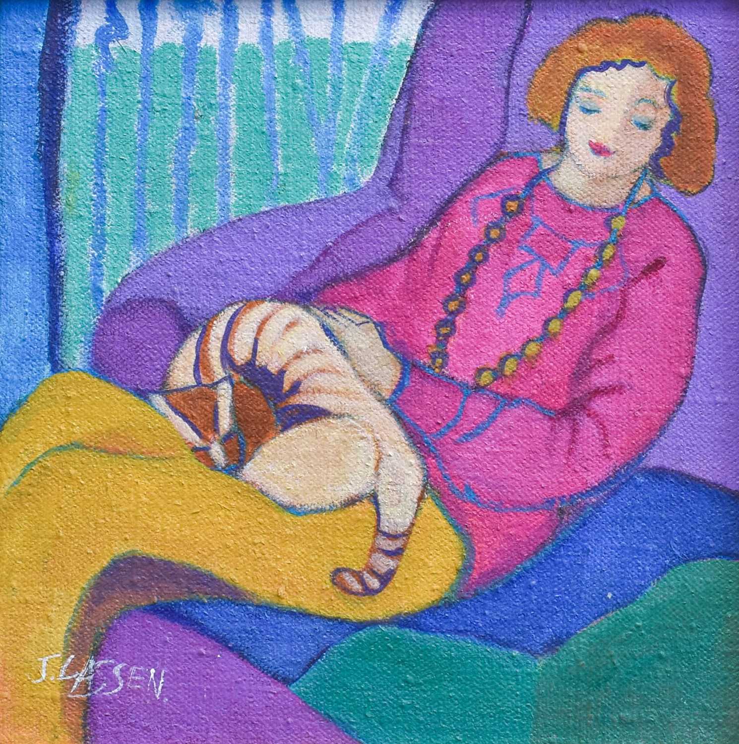 Jeanette Lasson (1924-2008) "Sleeping Partners" Signed, signed, inscribed and dated 1993 verso,