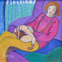 Jeanette Lasson (1924-2008) "Sleeping Partners" Signed, signed, inscribed and dated 1993 verso,