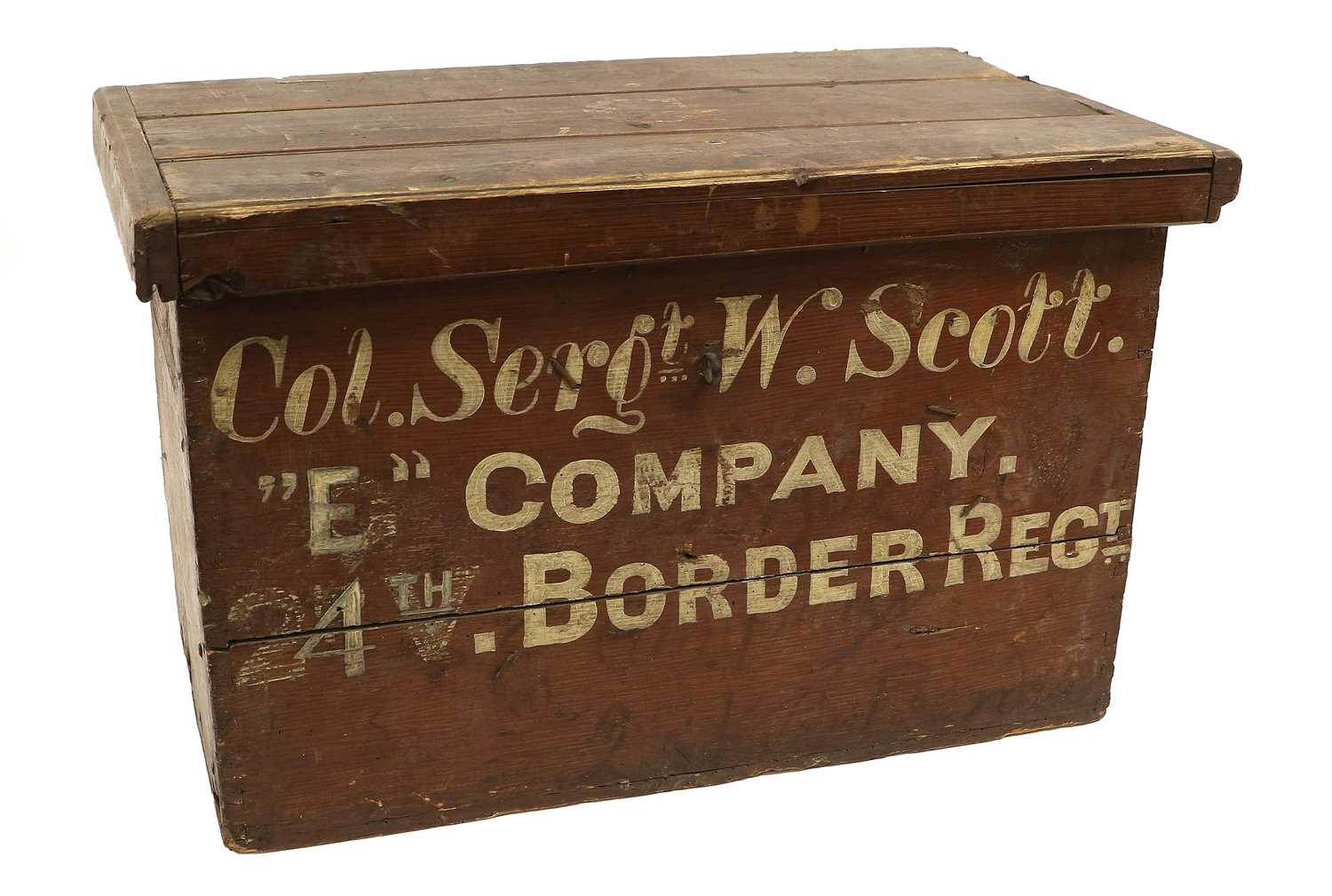 An Early 20th Century Teak Trunk, with dovetailed joints, the fascia painted in colours with a - Image 2 of 14