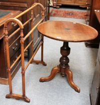 Mahogany Towel Rail and Victorian Mahogany Round Top Table, 66cm by 70cm