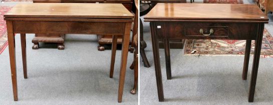 A 19th Century Mahogany Fold Over Tea Table, and a George III fold over tea table (2)