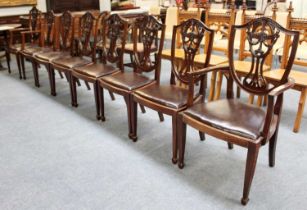 Set of Eight Mahogany Hepplewhite Style Dining Chairs, including two carvers