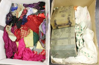 Assorted Mainly 20th Century Costume comprising wool jumpers, machine and hand worked, silk scarves,