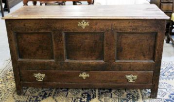 An 18th century Oak Mule Chest, 128cm by 49cm by 73cm