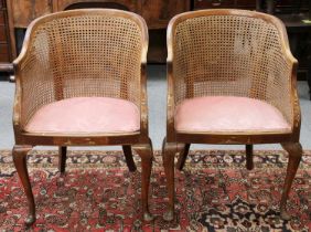 A Pair of Walnut Chinoiserie Canework Armchairs (2)