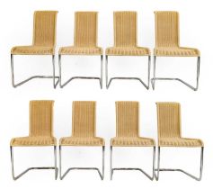 Tectea: A Set of Eight B20 Cane and Chrome Cantilever Single Dining Chairs by Axel Bruchhäuser, on