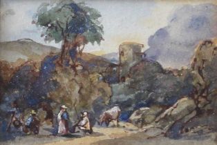 Attributed to Sir William Fettes Douglas RSA (1822-1891) Travellers at Rest Ink and watercolour;
