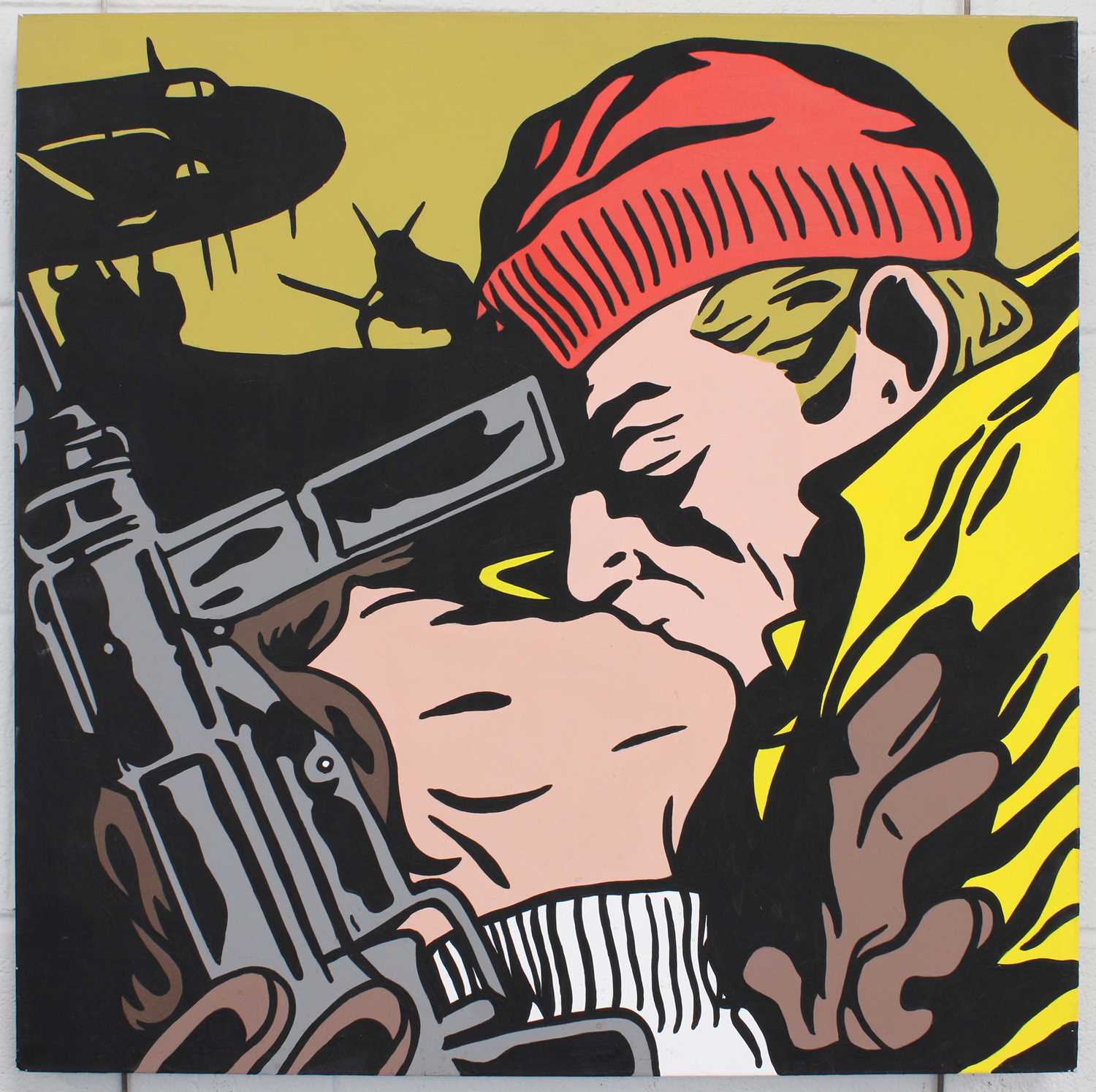 *Hans after Lichtenstein (Contemporary) Soldier Signed verso, oil on canvas, 76.5cm by 76.5cm ( - Image 2 of 2