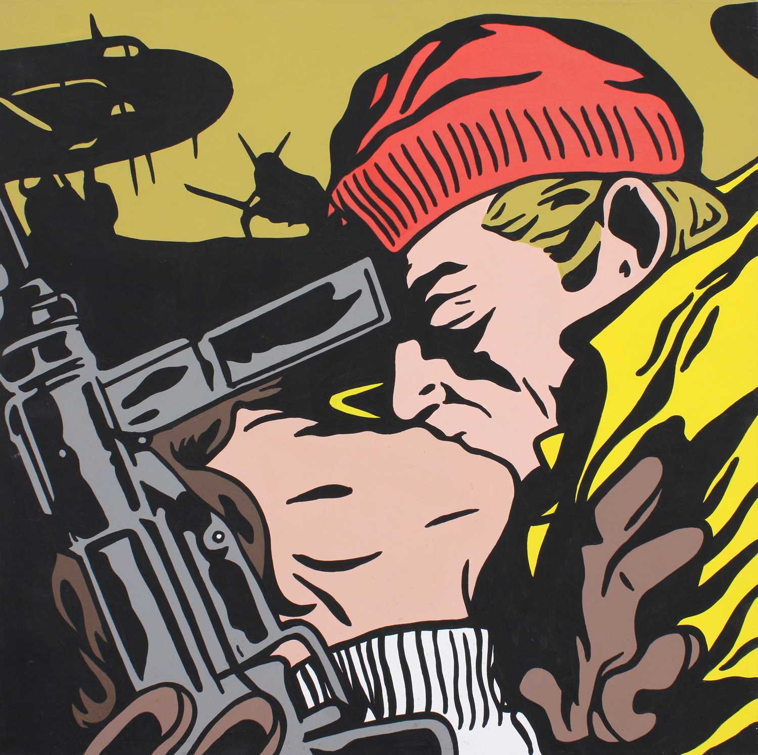 *Hans after Lichtenstein (Contemporary) Soldier Signed verso, oil on canvas, 76.5cm by 76.5cm (