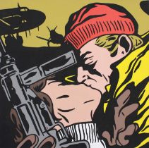 *Hans after Lichtenstein (Contemporary) Soldier Signed verso, oil on canvas, 76.5cm by 76.5cm (