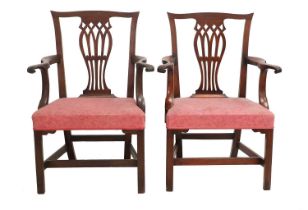 A Pair of George III Mahogany Open Armchairs