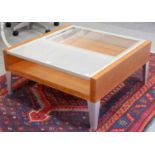 A Modern Glass Top Single Drawer Coffee Table, 80cm square by 37cm