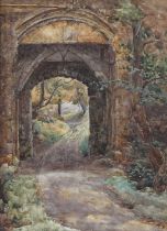 Attributed to Thomas Groves (19th Century) "Gateway to Helmsley Castle" Watercolour; together with a