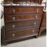 An Edwardian Crossbanded Mahogany Chest of Drawers, four and straight front with moulded drawers and