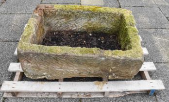 A Rectangular Weathered Stone Trough, 83cm by 59cm by 40cm