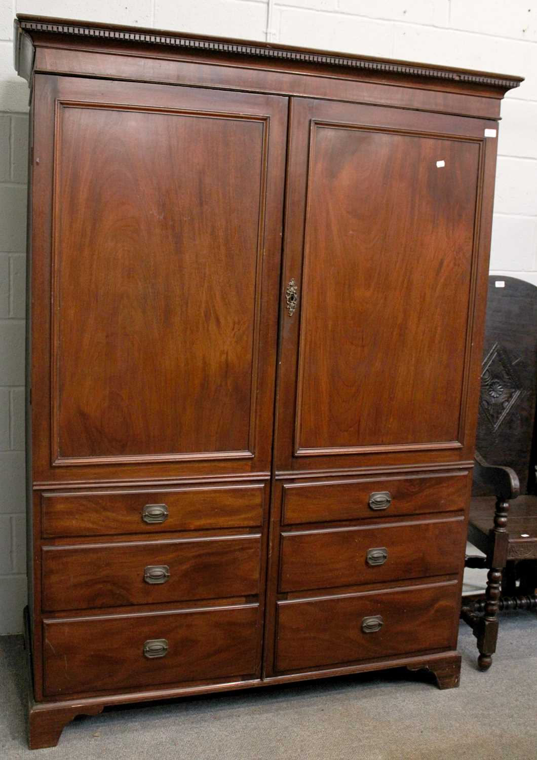 A 19th Century Mahogany Two Door Dwarf Wardrobe, 132cm by 53cm by 174cm; together with another two - Image 2 of 3
