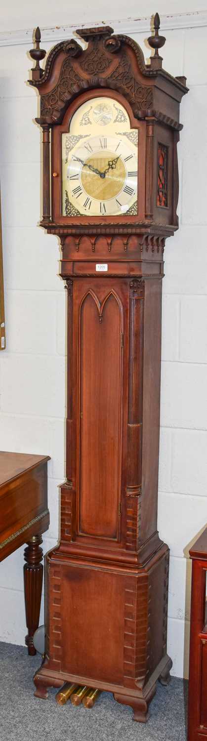 A Modern Striking Weight Driven Longcase Clock, 218cm high 11'' wide, 15'' high to the top of the