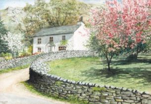 R.W.Lamb (20th Century) "Cottage in Langdale" Signed and dated 1987, inscribed verso, watercolour,