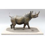 Tim Nicklin (Contemporary) A bronze type model of a rhino Signed and dated 1979, plinth base 50.