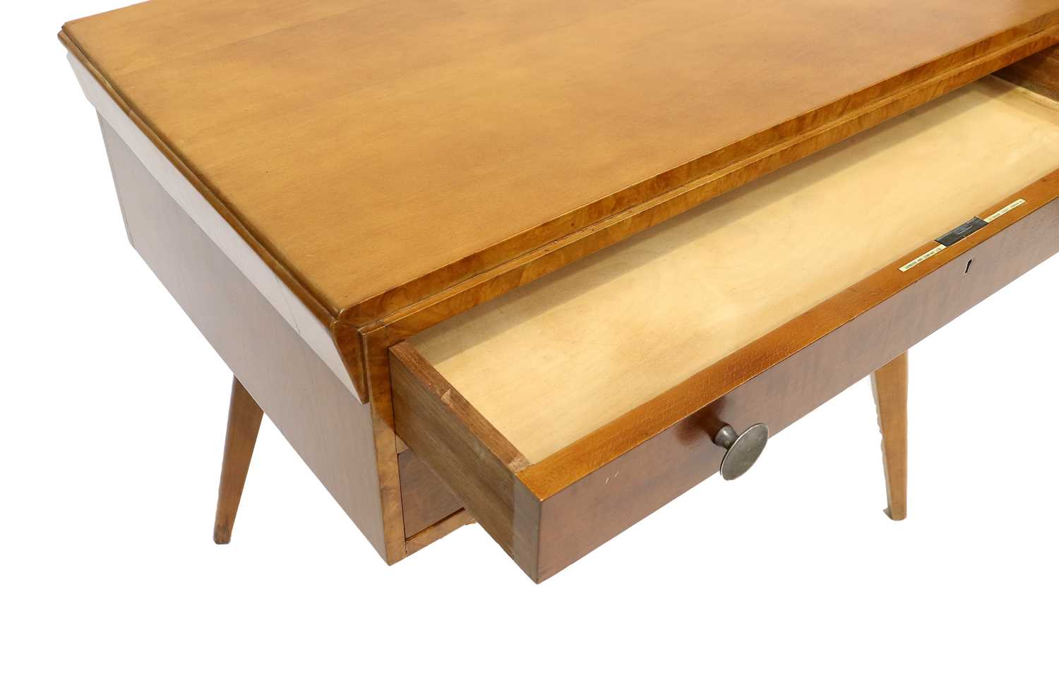 A Mid Century Canteen Table, with two drawers (lacking fitted interior), circular metal handles, - Image 2 of 4