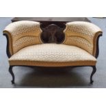A Victorian Mahogany Framed Settee, with carved and pierced central splat, 140cm by 60cm by 83cm