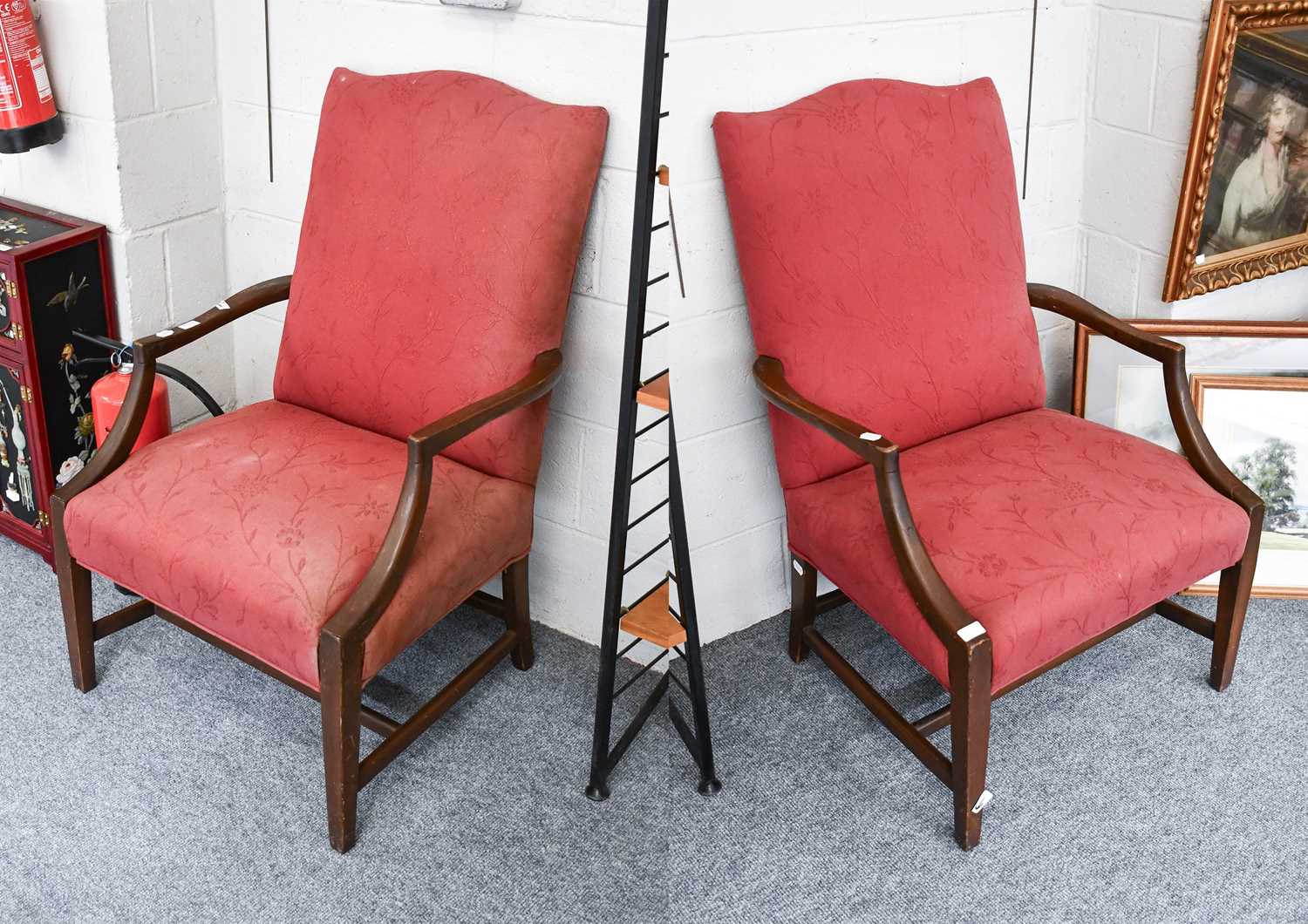 A Pair of 19th Century Mahogany Gainsbrough Chairs, One chair with a repaired arm, both with some - Image 2 of 4