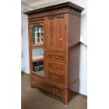 An Edwardian Mahogany and Satinwood Crossbanded Compactum Wardrobe, the moulded cornice above