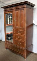 An Edwardian Mahogany and Satinwood Crossbanded Compactum Wardrobe, the moulded cornice above