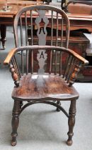 A Yew Wood Windsor Chair, with crinoline stretcher