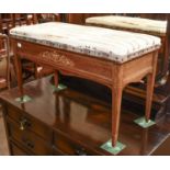 An Edwardian Inlaid Mahogany Duet Stool, with upholstered seat, 86cm by 38cm by 50cm