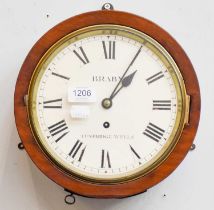 A Mahogany 8'' Painted Dial Wall Timepiece, signed Braby, Tunbridge Wells, late 19th century, single