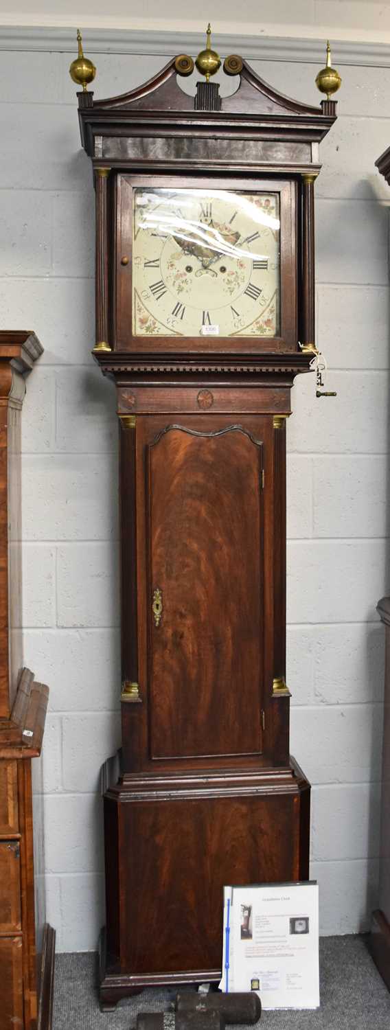 A Mahogany Painted Dial Eight Dial Longcase Clock, unsigned, the eight day movement with attached