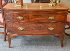 A Georgian Mahogany Bow Front Two Drawer Chest, 114cm by 52cm by 85cm; together with a mid 20th