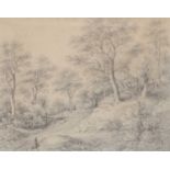 Attributed to John Crome (1734-1821) Study of trees on rising ground Pencil, 18.5cm by 23cm