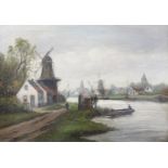 C*G*Bellman? (19th/20th century) Windmills on the river Indisctinctly signed, oil on canvas;